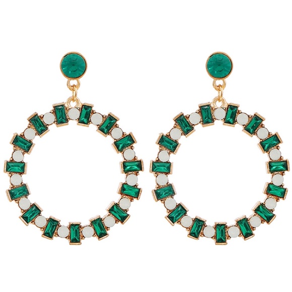 The Secret Pine Jewelry - **JAZZ* Green Round Rhinestone Fashion Earrings